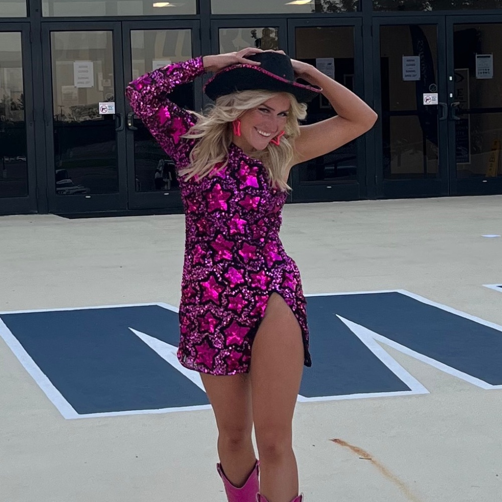 Pink and Black Sequin Dress